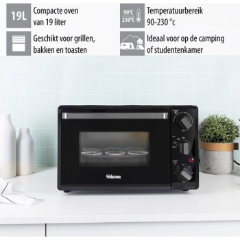 Tristar Vrijstaande Compacte Oven OV-3620 - 19 Liter oven - 1300 Watt - Boven- en onder-verhitting - Zwart