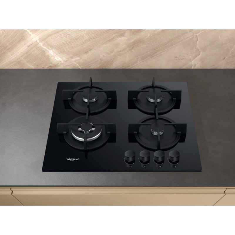 Whirlpool AKT 625/NB1 - Zwart - Ingebouwd - 59 cm - Gaskookplaat - 4 zone(s)