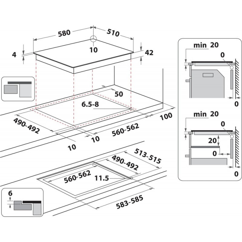 Whirlpool AKT 8090 NE - Keramische Kookplaat - 4 HiLight kookzones