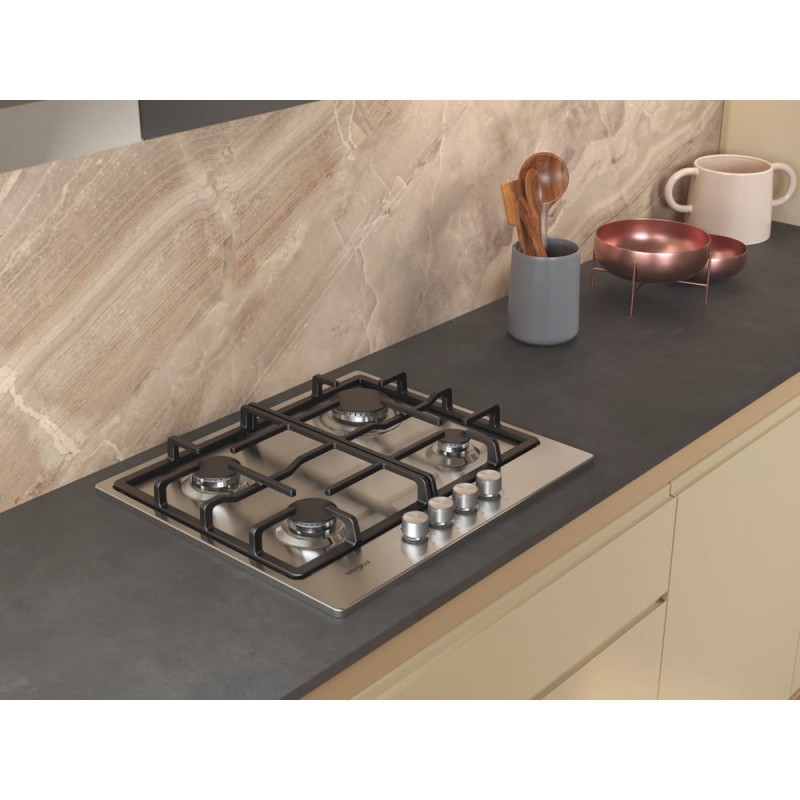 gaskookplaat 58cm 4 branders 7800w RVS - whirlpool - TGML660IX