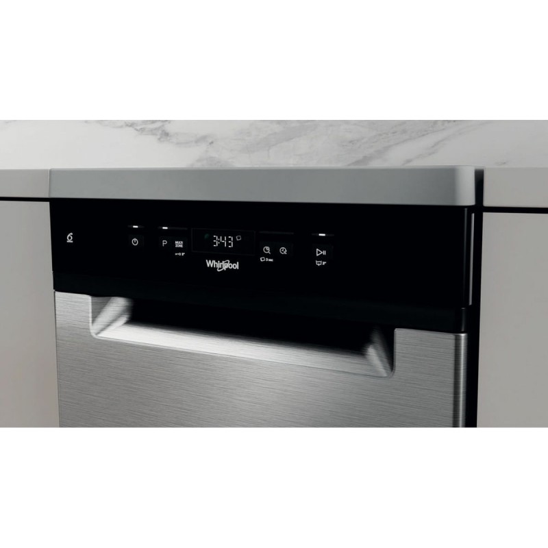 Whirlpool WSFC 3M27 X, Vrijstaand, Slimline (45 cm), Roestvrijstaal, Zwart, Knoppen, 1,3 m