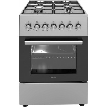 Wiggo WO-E606A – Vrijstaand gasfornuis – 60 cm – 4 kookzones – 66L elektrische oven – Roestvrijstaal – Energieklasse A