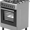 Wiggo - WO-E639RXX - Vrijstaand - Gasfornuis - Wok - 60 cm - 66 Liter - 4 pitten - Energieklasse B - Rvs