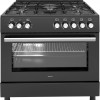 Wiggo WO-E906B(BB) - Vrijstaand - Gasfornuis - 90 cm - 110 Liter - 5 pitten - Energieklasse A - Zwart