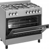 Wiggo WO-E906B(XX) - Vrijstaand - Gasfornuis - 90 cm - 110 Liter - 5 pitten - Energieklasse A  - Roestvrijstaal