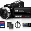 4K Camcorder met 80MP - Videocamera Full HD - Vlog camera - IR Nachtzicht - 18x Digitale Zoom - 3 Inch Draaibaar Scherm - 32GB SD - 2 Accu’s en Afstandsbediening