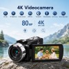 4K Camcorder met 80MP - Videocamera Full HD - Vlog camera - IR Nachtzicht - 18x Digitale Zoom - 3 Inch Draaibaar Scherm - 32GB SD - 2 Accu’s en Afstandsbediening