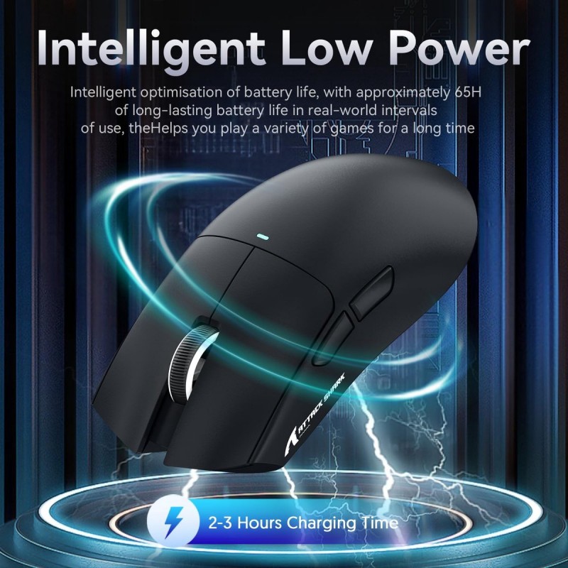 ATTACK SHARK X11 - RGB Gaming Muis - Magnetisch Oplaaddock - PAW 3311 Sensor - 59g Lichtgewicht - Bedraad + 2.4G + BT - 22.000 DPI - Zwart