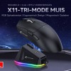 ATTACK SHARK X11 - RGB Gaming Muis - Magnetisch Oplaaddock - PAW 3311 Sensor - 59g Lichtgewicht - Bedraad + 2.4G + BT - 22.000 DPI - Zwart