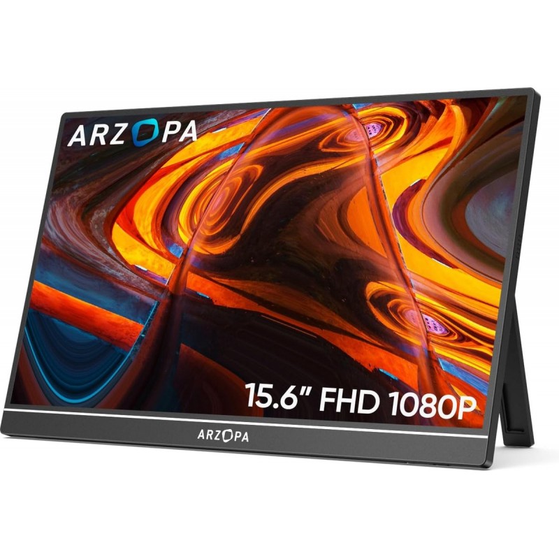 Arzopa Portable Monitor – A1 Kickstand - Portable lichtgewicht Draagbaar Reis Monitor - Ultradun - sRGB 100% - Speakers - Metalen Frame - 15.6 inch
