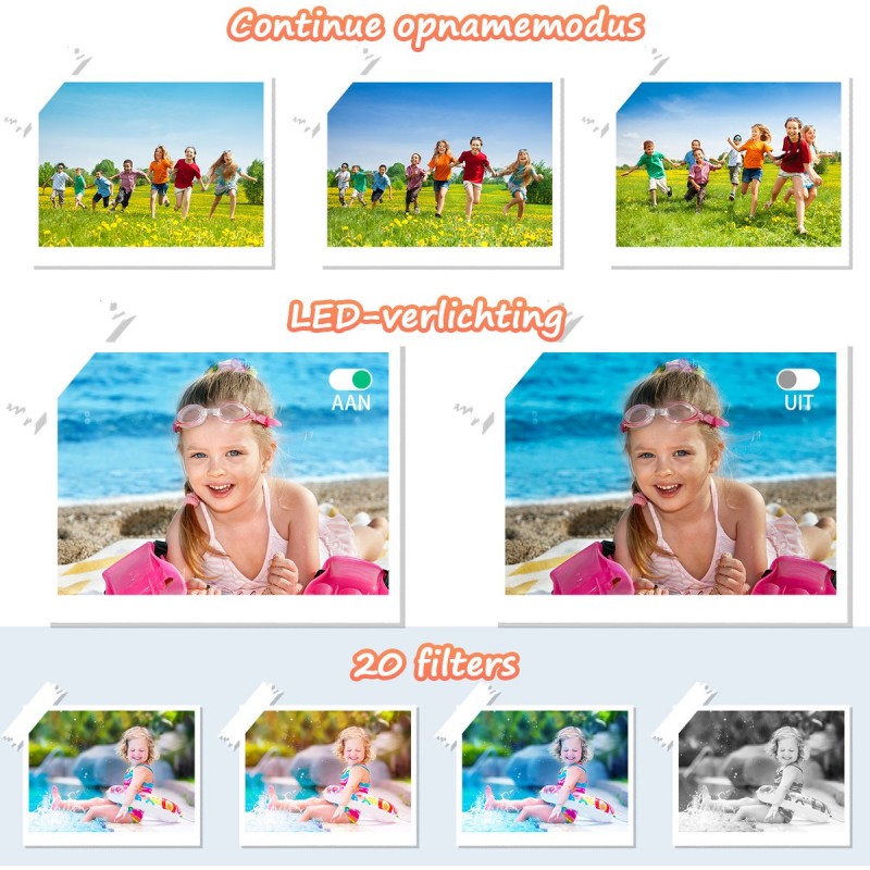 Digitale Camera 44MP - 1080P FHD Video - 2.4 Inch LCD Scherm - 16X Digitale Zoom - Compacte en Draagbare Vlogcamera - Anti Shake Functie - Inclusief 32GB SD Kaart - Zwart