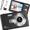 Digitale Camera 44MP - 1080P FHD Video - 2.4 Inch LCD Scherm - 16X Digitale Zoom - Compacte en Draagbare Vlogcamera - Anti Shake Functie - Inclusief 32GB SD Kaart - Zwart
