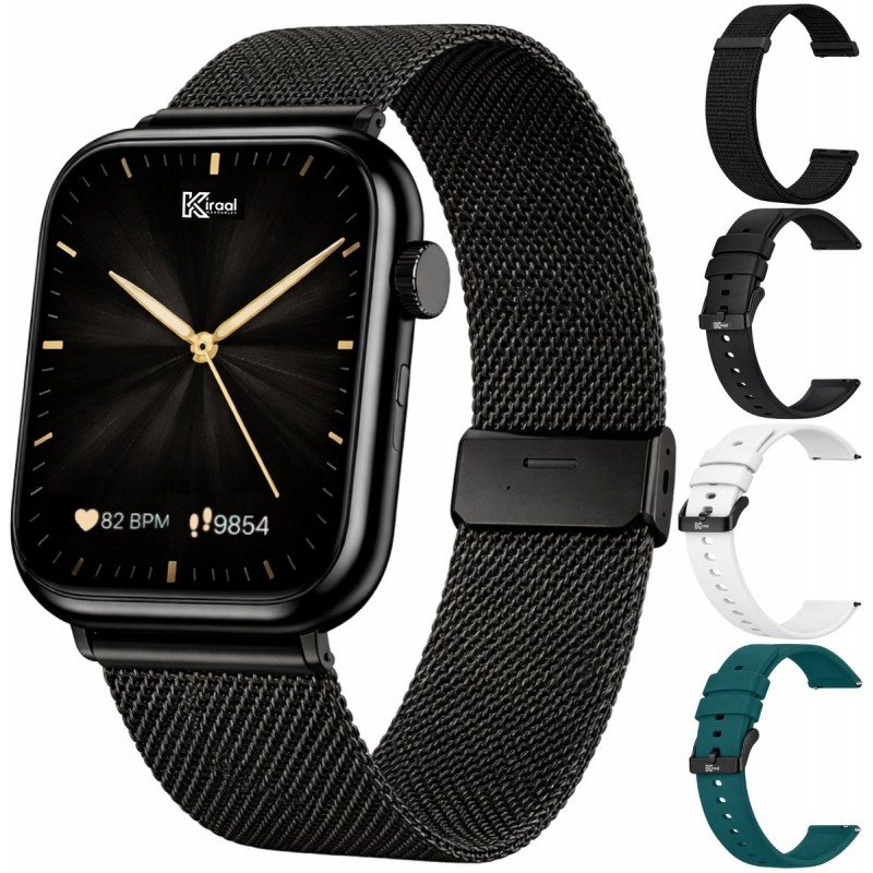 Kiraal Montala Smartwatch - Hartslagmeter - Stappenteller - Slaapmonitor - Multisport - Compatibel met Android en iOS - Zwart