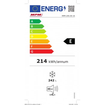 MPM-245-ZS-16 Vriezer 242 L – 7 lades – Snelvriesfunctie – Omkeerbare deur – Energieklasse E – 40dB – Wit
