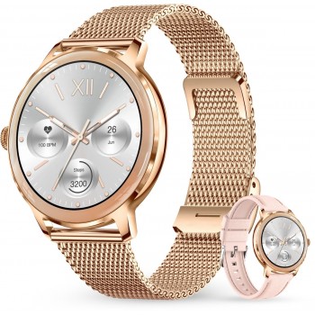 Norva - Smartwatch voor Dames - Geschikt voor elke smartphone - Slaapmonitor - Bellen - Muziek - Lange batterijduur - 100+ Sportmodi - Dames horloge - Incl. extra bandje
