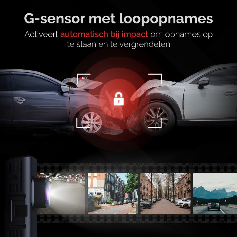 RedTiger F7NTouch - Dual Dashcam voor auto - Ultra 4K & 1080P - Voor en Achter Camera - 2025 model - Met Touchscreen - WiFi en GPS - 3.20 Inch met App - Sony Sensor Nachtzicht - Dashcams - Parkeerbewaking - G Sensor - Loop opname - 128GB SD Kaart