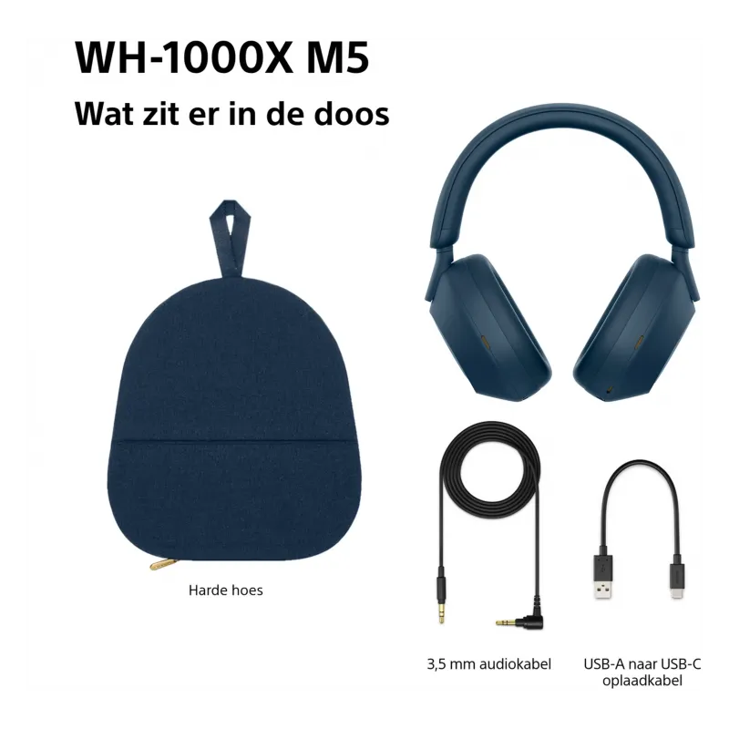 Sony WH-1000XM5 – Draadloze koptelefoon met Noise Cancelling - Blauw