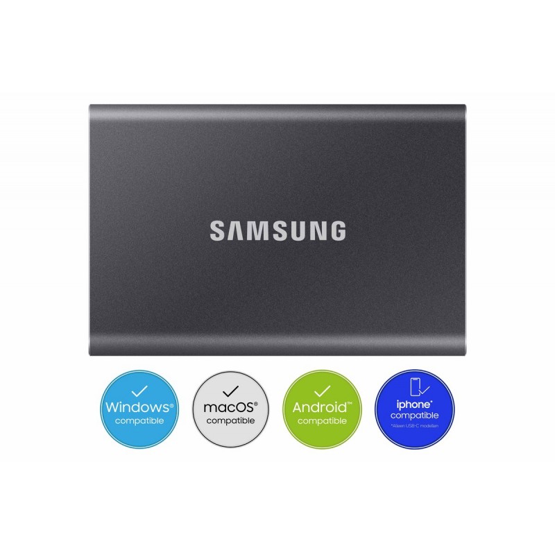 Samsung Portable T7 - Externe SSD - USB 3.2 Gen 2 USB-C - SSD - 2TB - Zwart