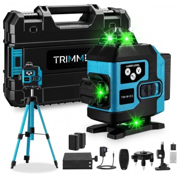 Trimmex® Kruislijnlaser + Statief - 16 Zelfnivellerend Bouwlaser - Inclusief Opbergtas - 360° - Lijnlasers - Laser Waterpas - Inclusief accessoires - 2 accu's