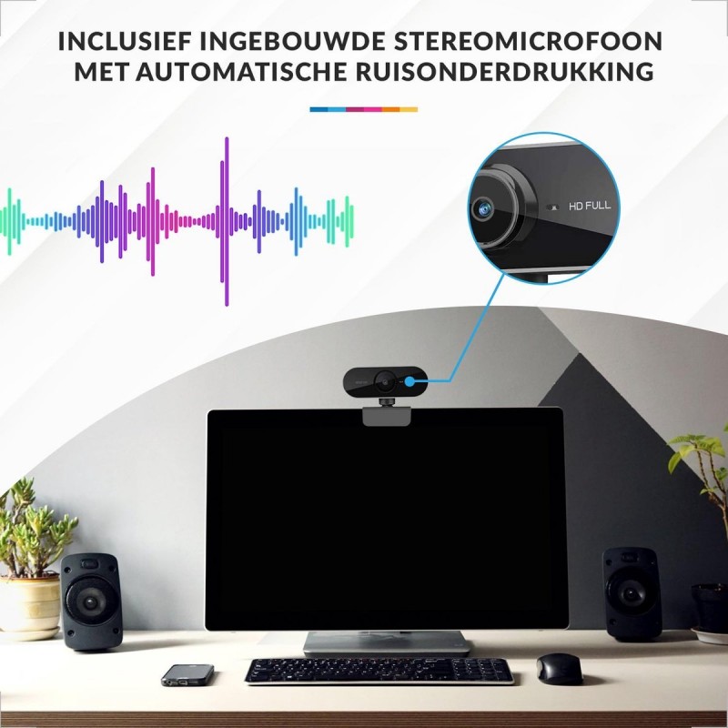 YONO Webcam voor PC met Microfoon - 1080P Full HD - Streaming Camera - Laptop - Office - Gaming - Zwart