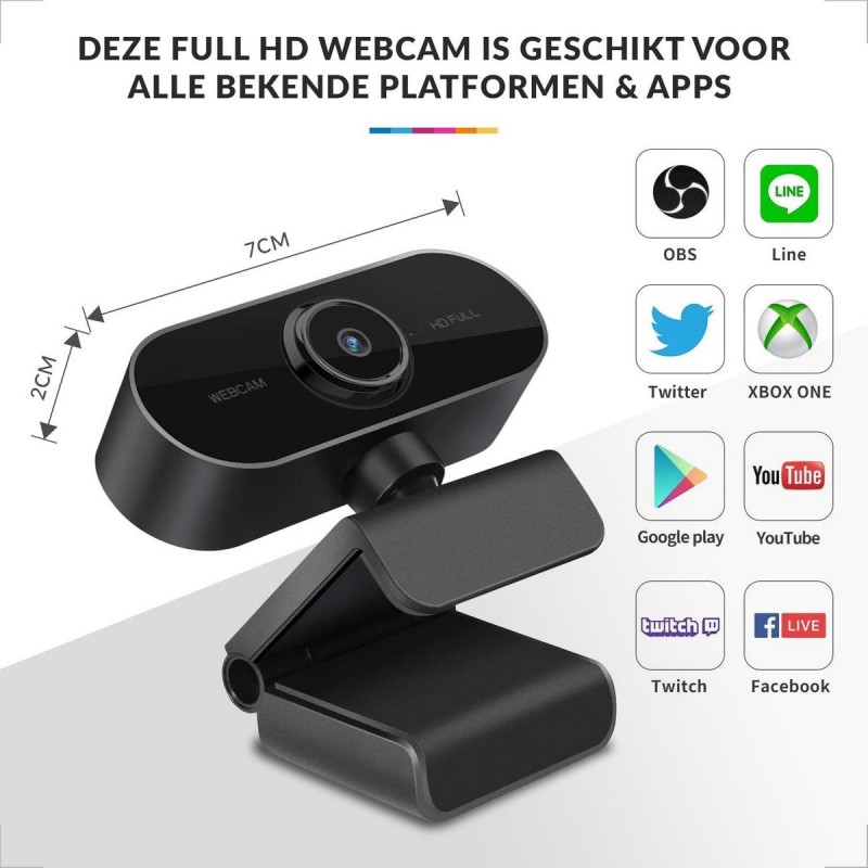 YONO Webcam voor PC met Microfoon - 1080P Full HD - Streaming Camera - Laptop - Office - Gaming - Zwart