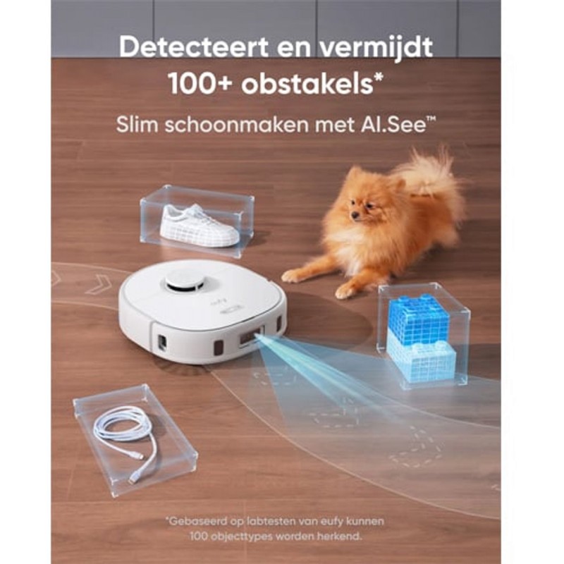 eufy X10 Pro Omni Robot Stofzuiger en Mop - 8.000Pa zuigkracht - Dubbele dweilpads met 12mm auto-lift en tapijtdetectie - Herkent 100+ objecten voor obstakelvermijding - Alles-in-1 station voor dagelijks onderhoud