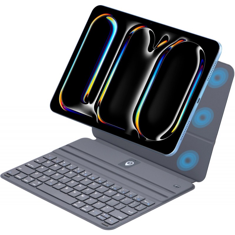 Toetsenbord Hoes Geschikt voor iPad Air 11 inch (2026, M4/2025, M3/2024, M2) - Casemania Bluetooth Magnetisch Smart Folio Draadloos Keyboard Case met Stand - Smart Cover met QWERTY Wireless Toetsenbord - Grijs