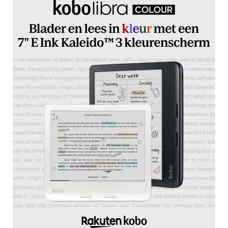 Kobo Libra Colour - E-reader - 7 inch kleurenscherm - 32GB - Luisterboeken - zwart
