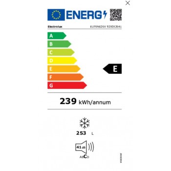 Electrolux diepvrieskast EUT6NE26X (staal) - energieklasse E