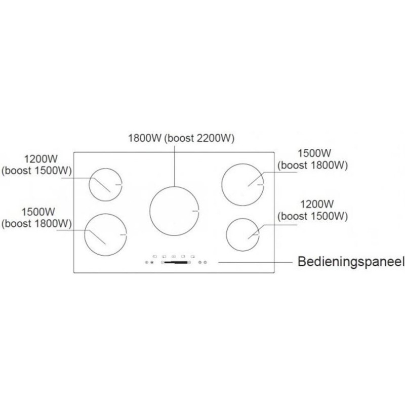 Exquisit EKI901-2 - Inbouw inductie kookplaat - 5 zones -  Touch control - Met booster