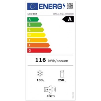 Liebherr CBNBDA 572I-22 -  inhoud 258/103 liter - 3 temperatuurzones - duoCooling -  3 vriesladen