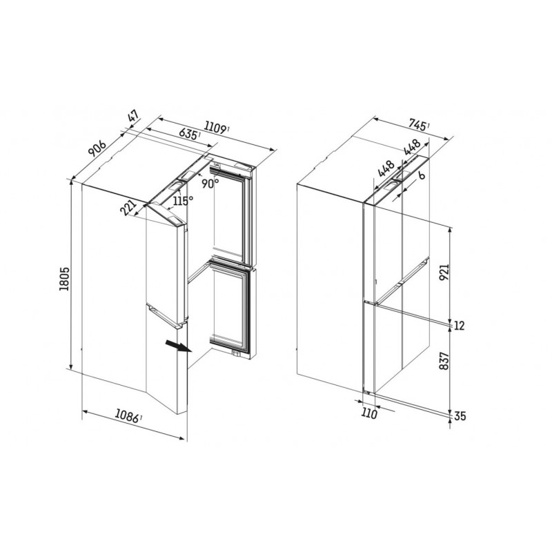 Liebherr MBBSDI 9024-20 - NoFrost - LED verlichting - 4 vriesladen - geïntegreerde automatische IceMaker - varioSpace 