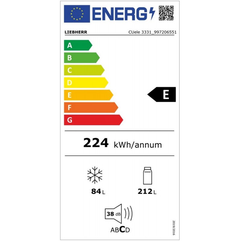 Liebherr - CUele 3331 001 26 - Koel-vriescombinatie - Vrijstaand - 296 L - E - Zilver