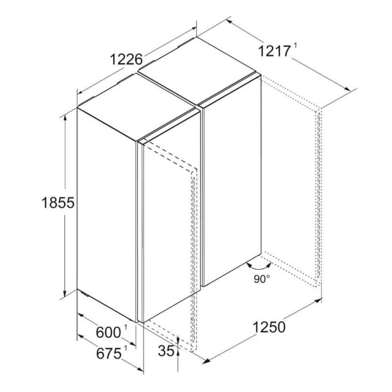 Liebherr XRFSF 5245-22 - side-by-side - Flexibele inrichting - Energieklasse E - NoFrost - op waterleiding - 186 cm hoog