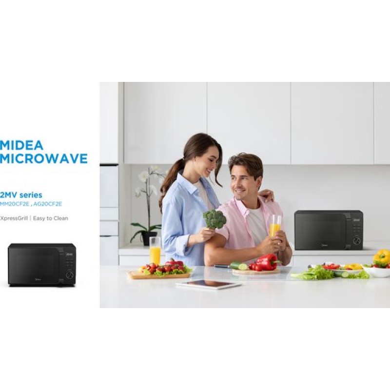 Midea AG20CF2EBK - Magnetron met grill - 20L - 700W - 8 Automatische programma's - Zwart