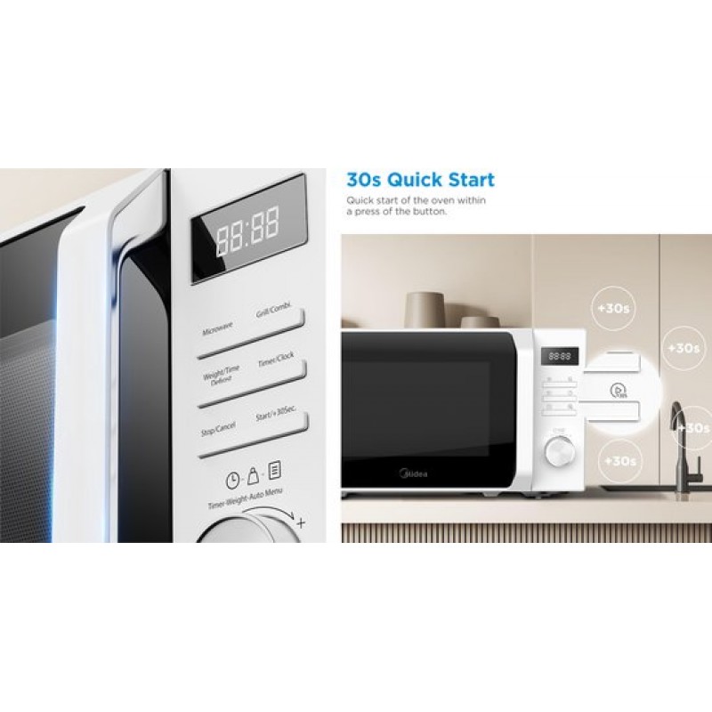 Midea AG20CF2EBK - Magnetron met grill - 20L - 700W - 8 Automatische programma's - Zwart