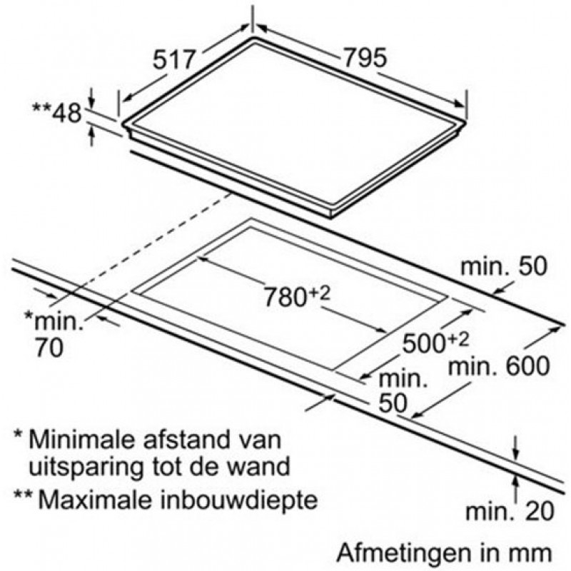 iQ300, Keramische kookplaat 80 cm, touchControl, vlaklijst