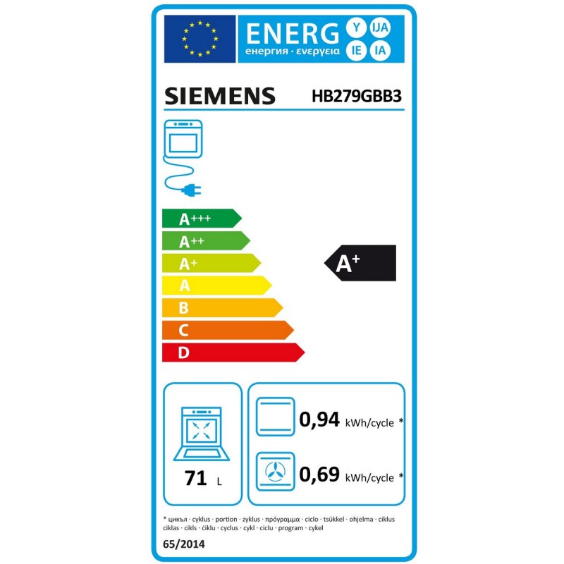 Siemens HB279GBB3 - iQ500 - Inbouwoven - 60 x 60 cm - Zwart - Energielabel A - Air Fry - Pyrolyse