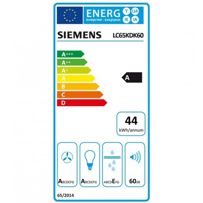 Siemens LC65KDK60 - IQ100 - Afzuigkap - Wandschouwkap - 60 cm - zwart glas - Stille motor - Ledverlichting
