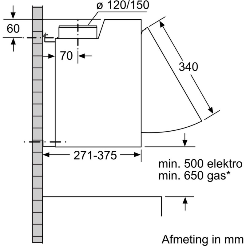 Siemens LE63MAC00 - iQ100 - Afzuigkap - Integreerbare afzuigkap - 60 cm