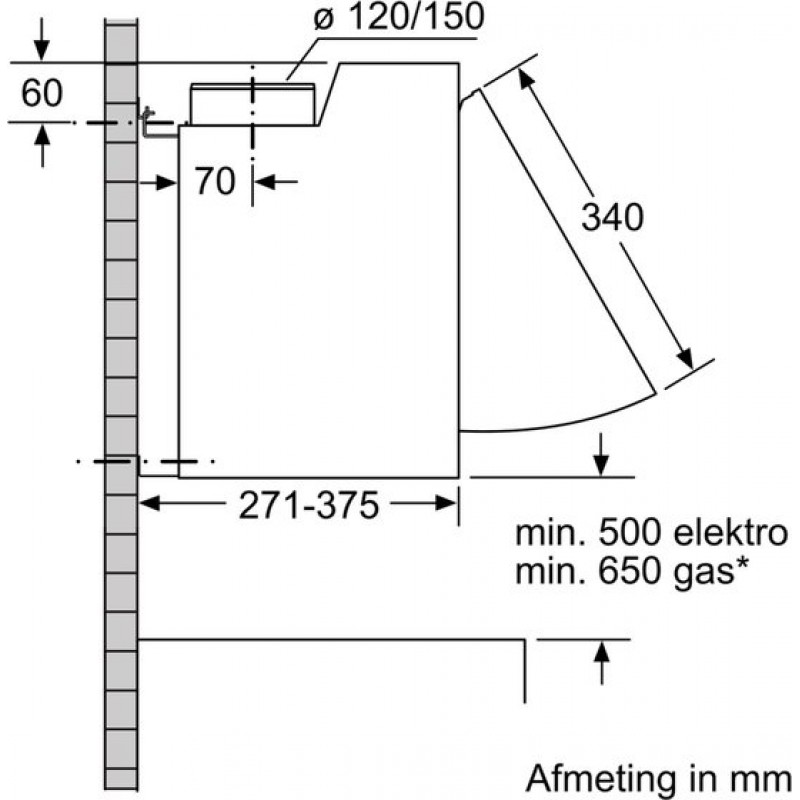 Siemens LE63MAC00 - iQ100 - Afzuigkap - Integreerbare afzuigkap - 60 cm