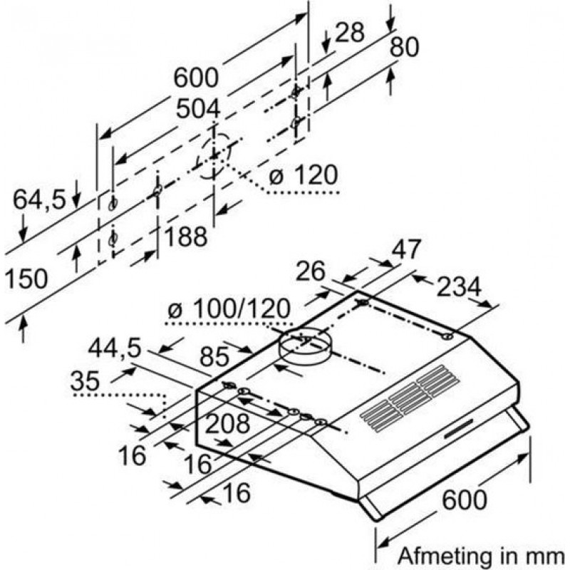 Siemens LU63LCC50 - iQ100 - Afzuigkap - Onderbouw afzuigkap 60 cm - rvs