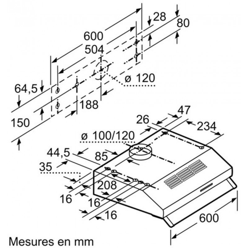 Siemens LU63LCC50 - iQ100 - Afzuigkap - Onderbouw afzuigkap 60 cm - rvs