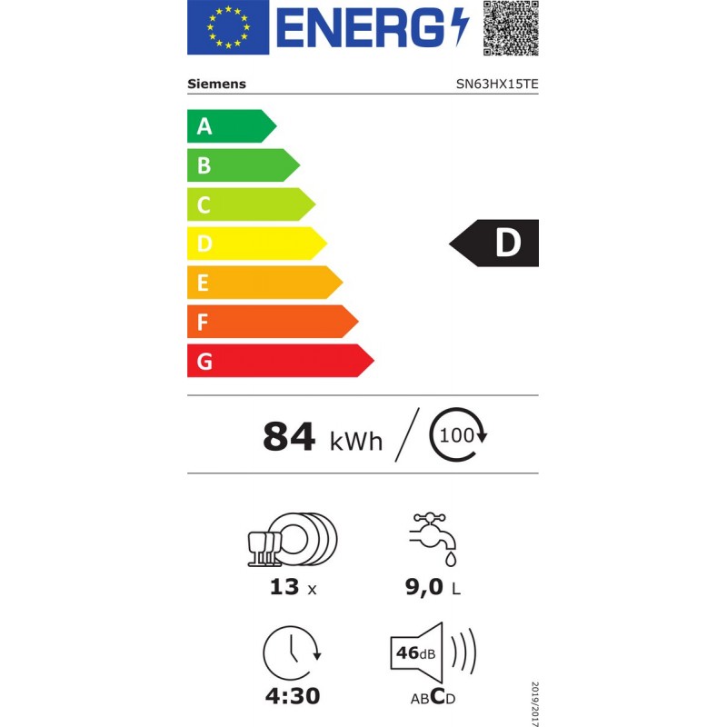 Siemens SN63HX15TE - iQ300 - Inbouwvaatwasser - 60 cm - Energielabel D - Home Connect - infoLight
