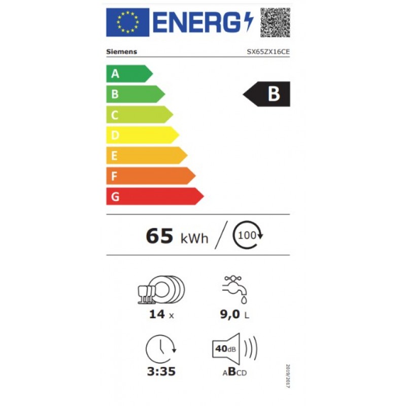 Siemens SX65ZX16CE - iQ500 - Inbouwvaatwasser - 60 cm - Zeer stil - Energielabel B - Home Connect - varioSpeed Plus je vaat tot wel drie keer zo snel schoon - Zeolith: extra droge vaat