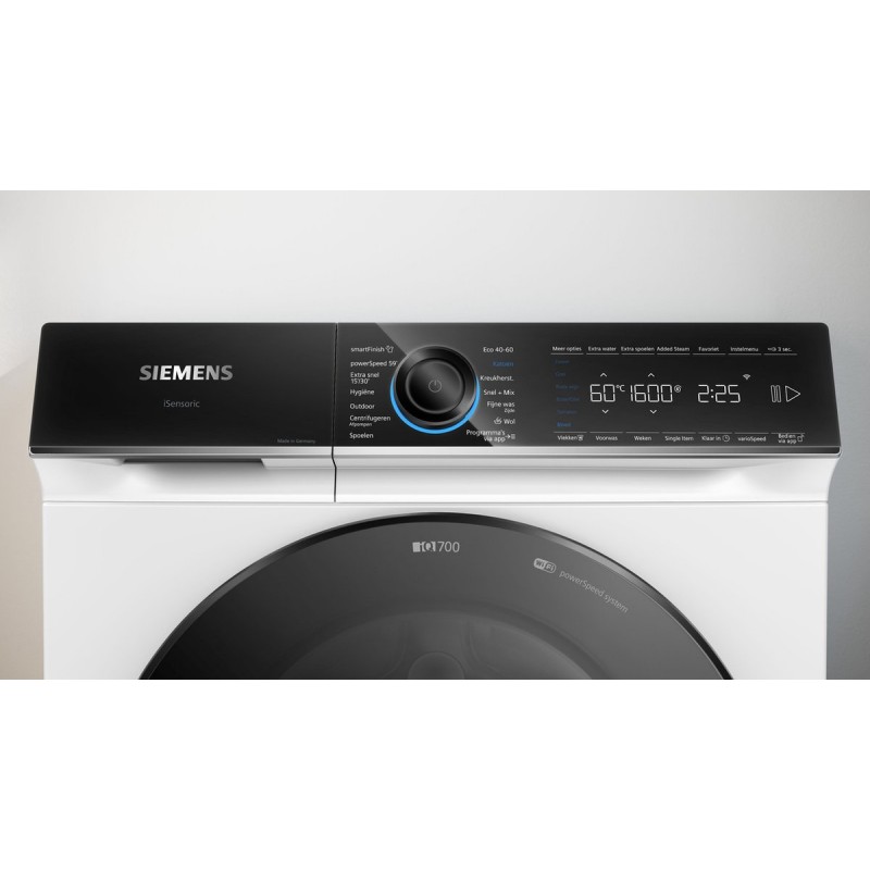 Siemens WG56B20BNL - iQ700 - Wasmachine met stoom - 10 kg - 1600 rpm - 30% zuiniger dan energielabel A - Added Steam-optie zorgt voor 40% minder kreukels - speedPack XL: programma's versnellen - - Home Connect