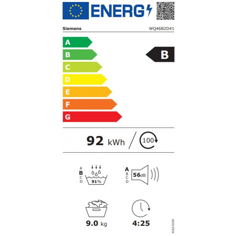 Siemens WQ46B2D41 - Warmtepompdroger - 9 kg - Zelfreinigende condensor - 56 dB - Energieklasse B