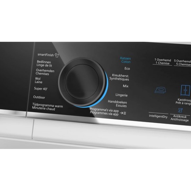 Siemens WR47B2C0FG - iQ700 - Wasdroger - Warmtepompdroger - 9 kg - Energielabel A - smartFinish: vermindert kreukels tot 50% - Zelfreinigende condensor blijvend energiezuinig