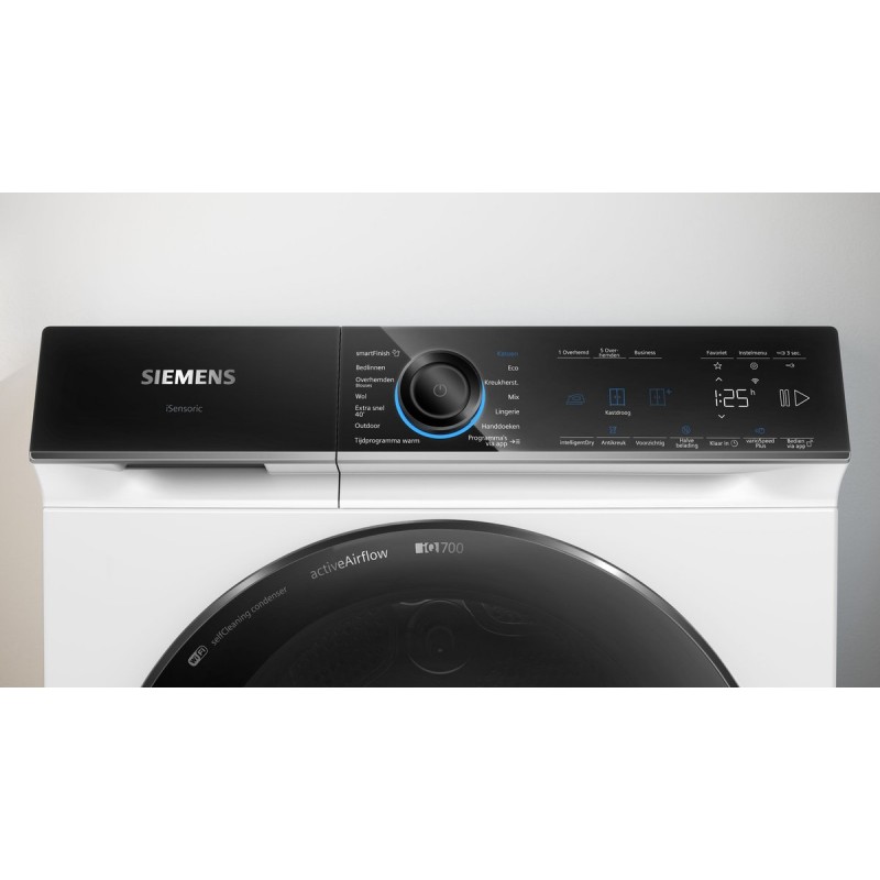Siemens WR47B2C7NL - iQ700 - Wasdroger - Warmtepompdroger - 9 kg - Wit - SmartFinish vermindert kreukels tot 50% - Blijvend energiezuinig met zelfreinigende condensor - arioSpeed Plus: verkort de droogtijd met maar liefst 44% - Zeer stil