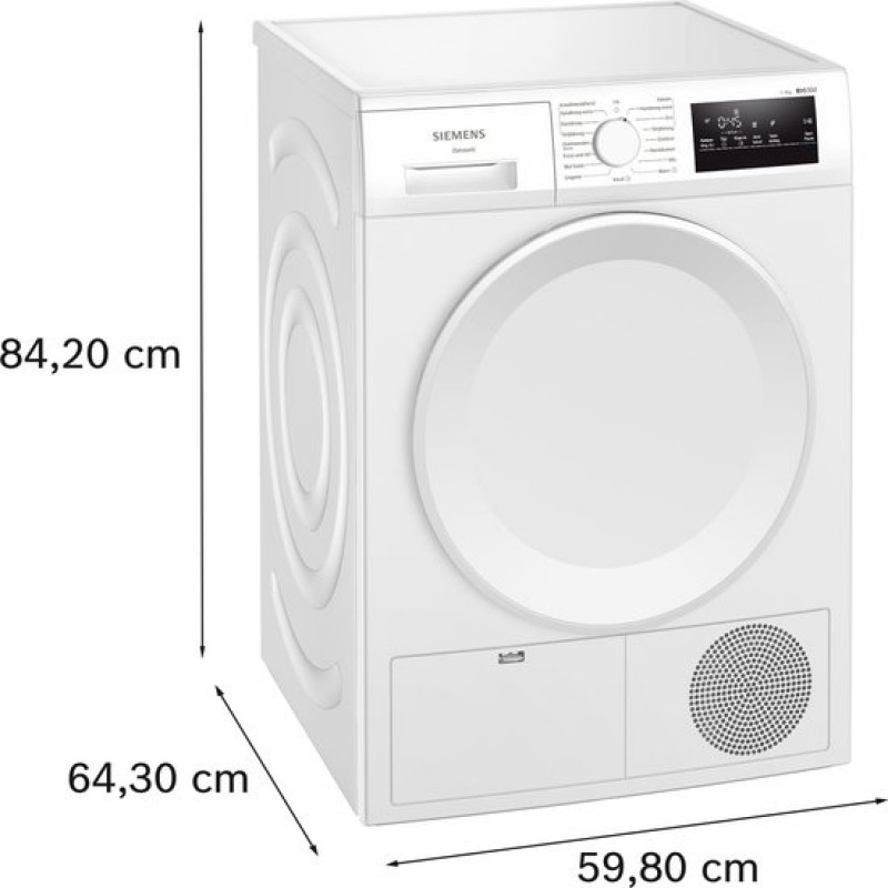 Siemens WT43H00SNL - iQ300 - Wasdroger - Warmtepompdroger - 8 kg - AutoDry technologie beschermt kleding - Outdoor-programma: veilig drogen van waterafstotende kleding en buitenkleding
